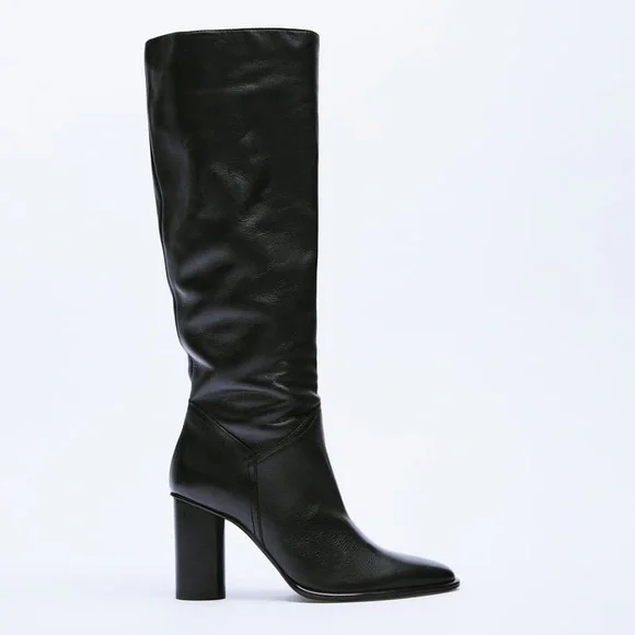 ZARA HEELED LEATHER KNEE HIGH BOOTS BLOGGERS FAV BRAND NEW WITH TAGS US 8 EUR 39 - Picture 2 of 4